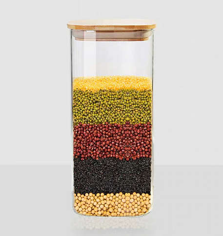 3pcs square glass storage container Coffee&bean glass container Storage jar